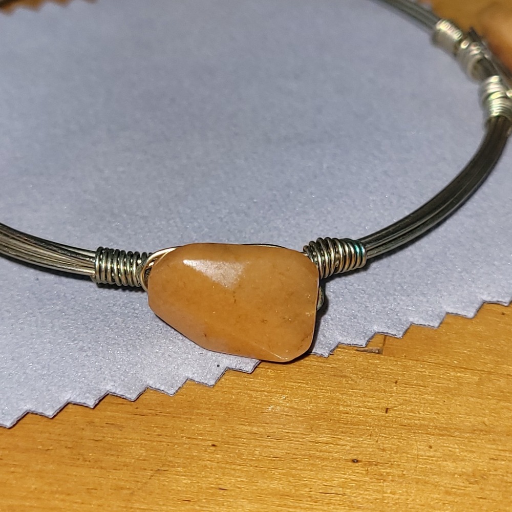 Vintage Orange Aventurine Nugget Multi Wire Bangle Bracelet 3in 15g